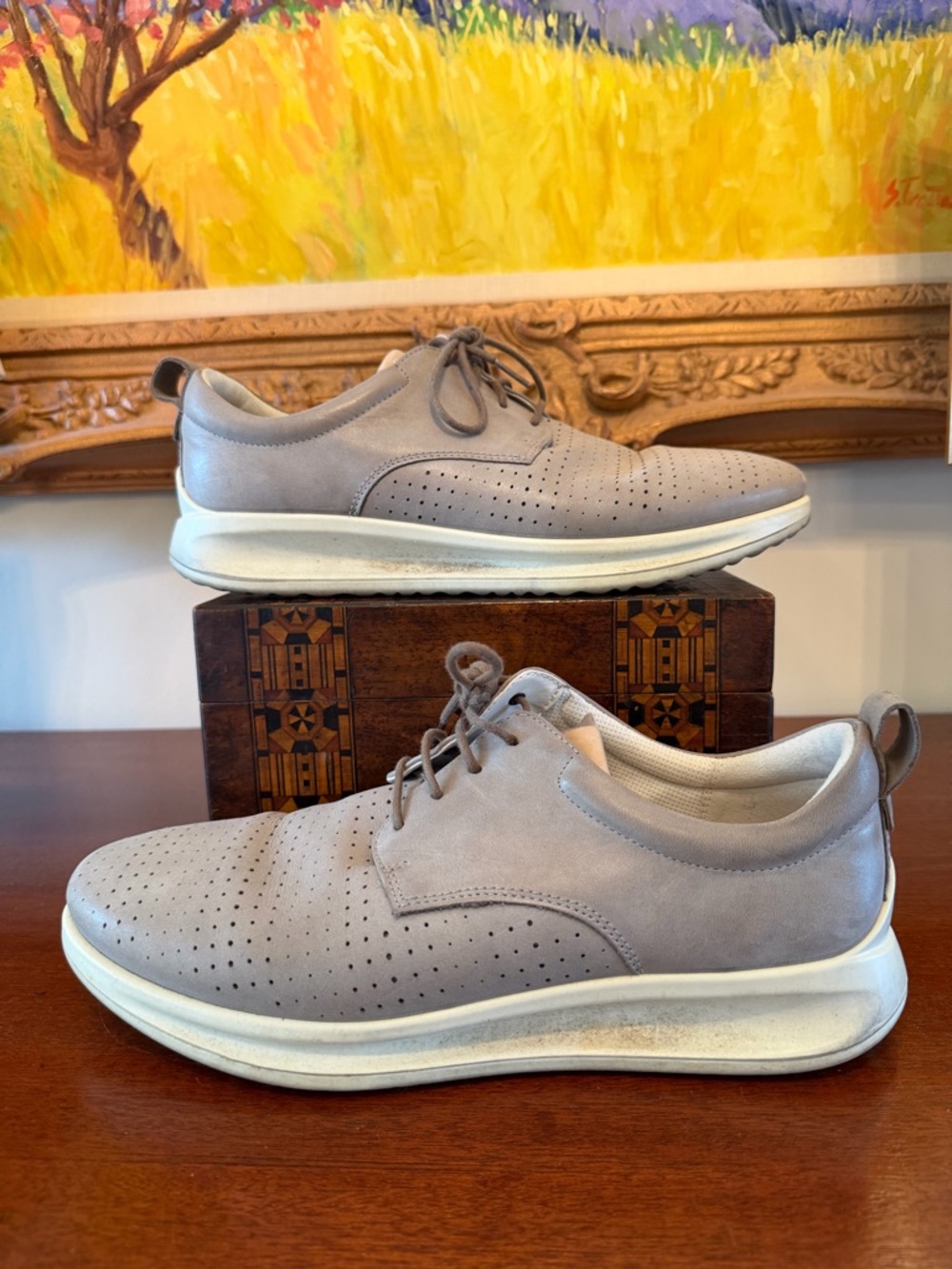 ECCO Soft 7 Derby Men’s Taupe Leather Sneakers EU 43 US 9-9.5